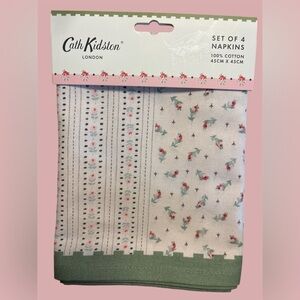 Cath Kidston Set of 4 Cotton Napkins Floral Vintage Style 45cm‎ x 45cm